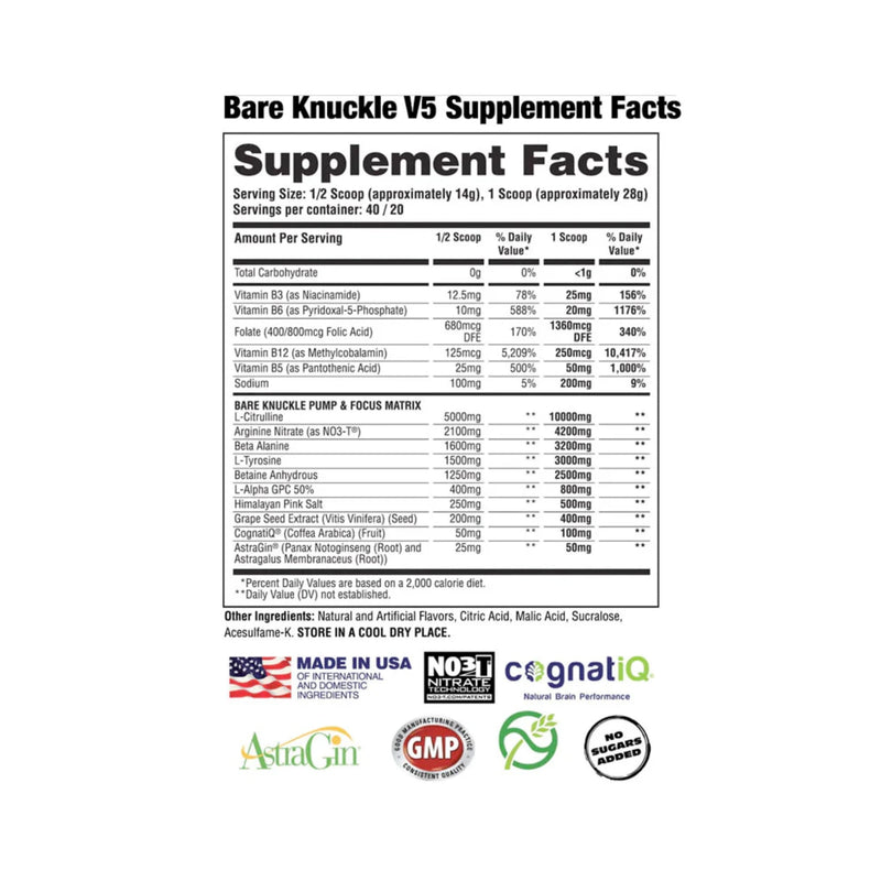 Bare Knuckle V5 Pre - Workout by Apollon Nutrition - Natty Superstore