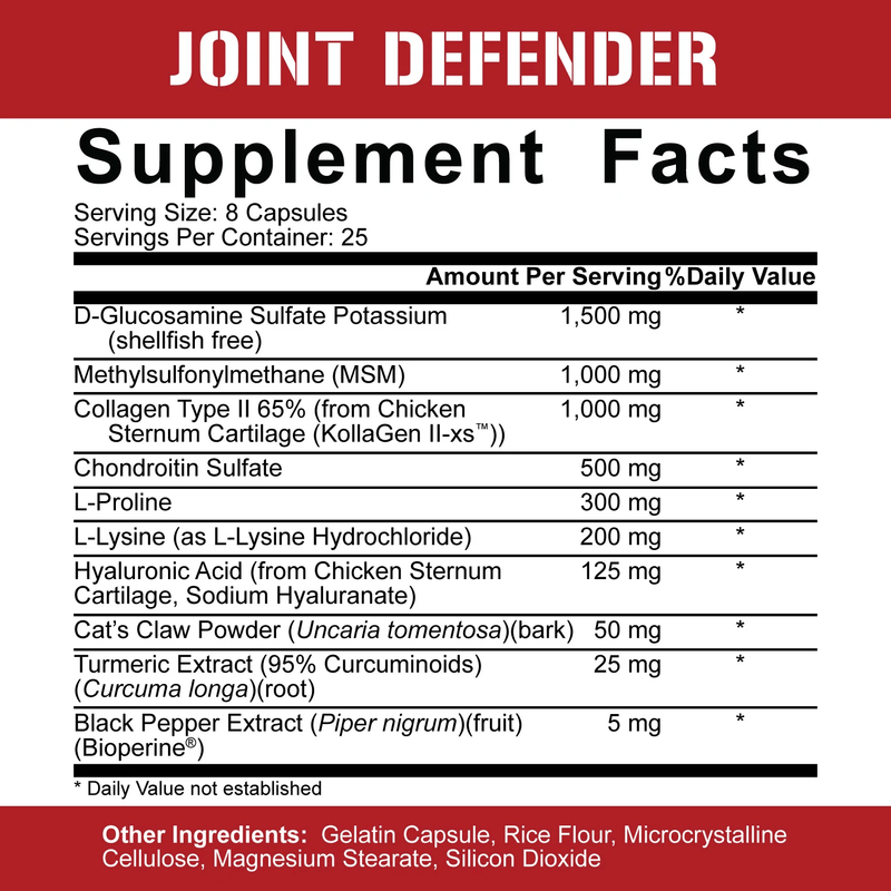 Joint Defender Supplement Facts